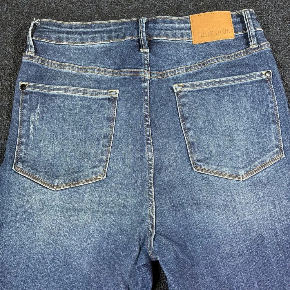 Judy Blue Flare Jeans Women 11/30 JB88739 Distressed High Rise Raw Hem Denim